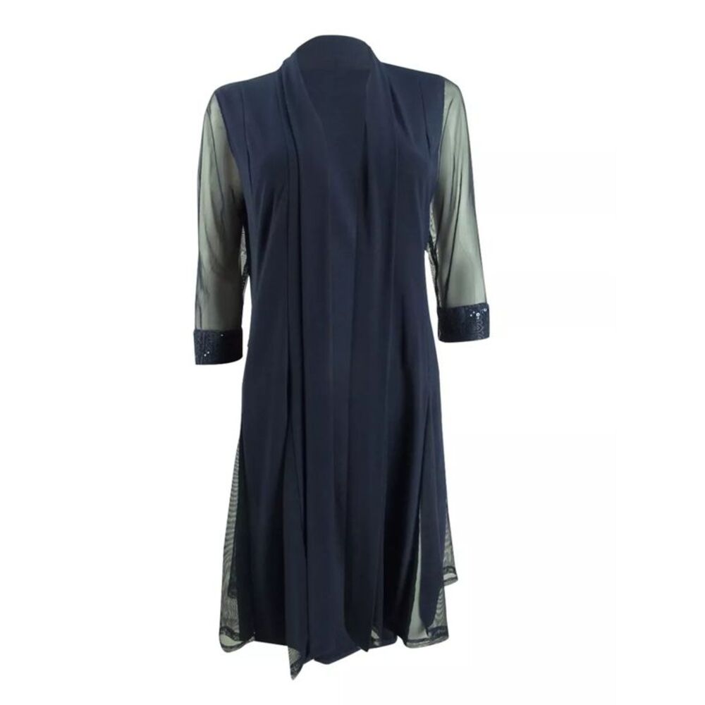 R&M RICHARDS WOMAN Womens Navy 3/4 Sleeve Open Front Cardigan Plus 18W